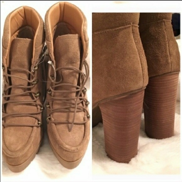 Report signature suede taupe heeled boots platform - Picture 2 of 3